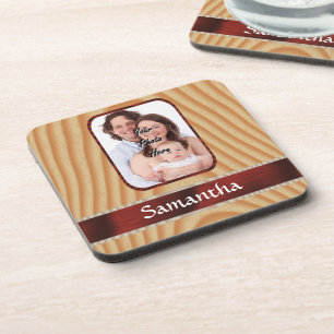Faux wood photo template coaster
