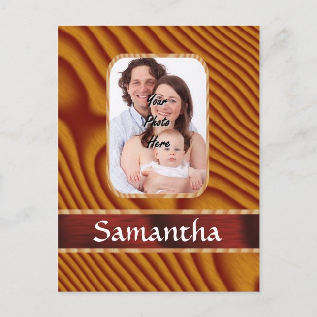 Faux wood photo template postcard (Front)