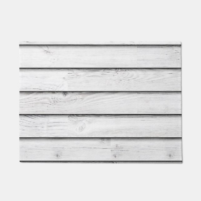 Faux Wood Slats | White | Customisable Doormat (Front)