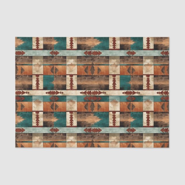 Faux wood tiled Western pattern decoupage  Tissue Paper (Front)