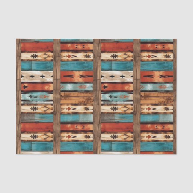 Faux wood tiled Western pattern decoupage  Tissue Paper (Front)