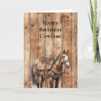Faux Wood Western Cowboy Cowgirl Horse Birthday