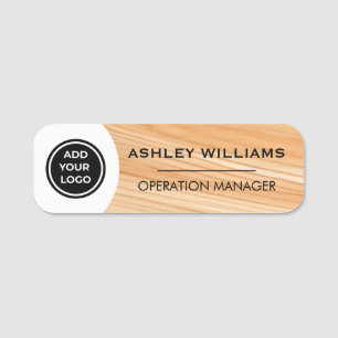 Faux Wooden Add Logo Employee Staff Name Tag