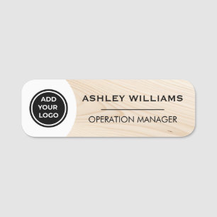 Faux Wooden Add Logo Employee Staff Name Tag