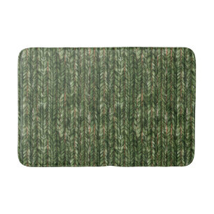 Faux Woven Green Threads Bath Mat