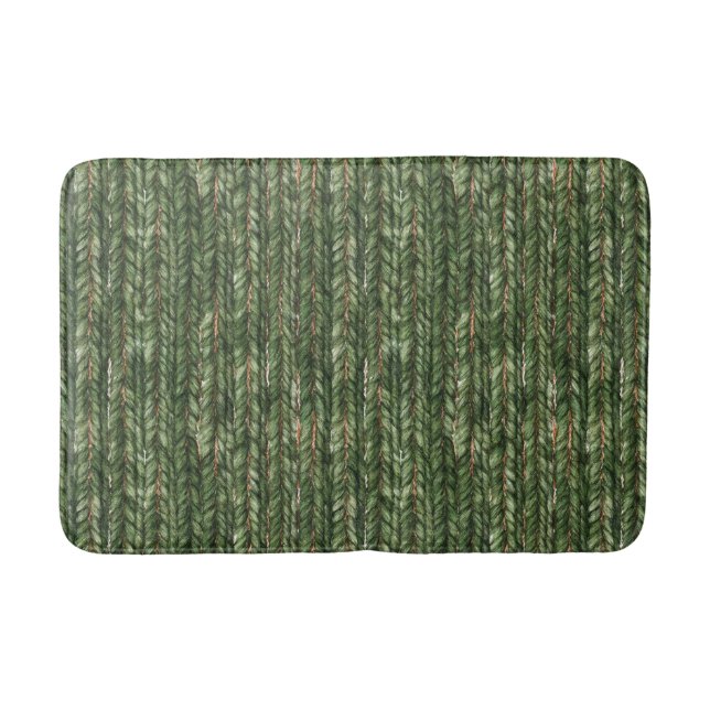 Faux Woven Green Threads   Bath Mat (Front)
