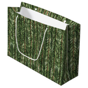 Faux Woven Green Threads Birthday Large Gift Bag