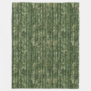Faux Woven Green Threads Christmas Fleece Blanket