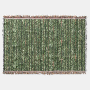 Faux Woven Green Threads Christmas Throw Blanket
