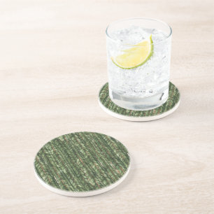 Faux Woven Green Threads Coaster