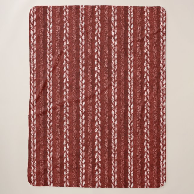 Faux Woven Red Threads Christmas Sherpa Blanket (Front)