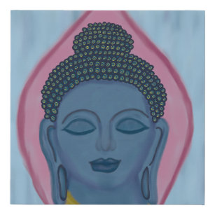 Faux Wrapped Canvas Print: Buddha In Blue