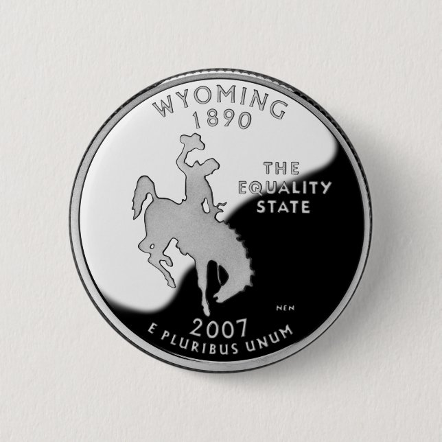 Faux Wyoming State Quarter 6 Cm Round Badge (Front)