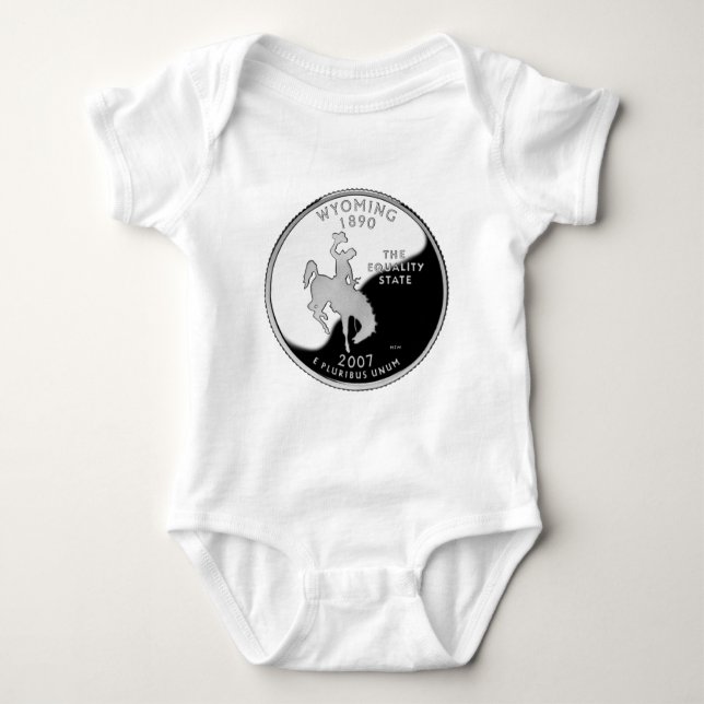 Faux Wyoming State Quarter Baby Bodysuit (Front)