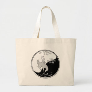 Faux Wyoming State Quarter Large Tote Bag