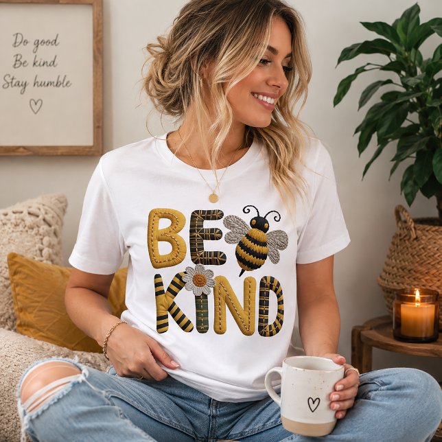 Faux Yarn Be Kind with Honey Bee Tri-Blend Shirt (Creator Uploaded)