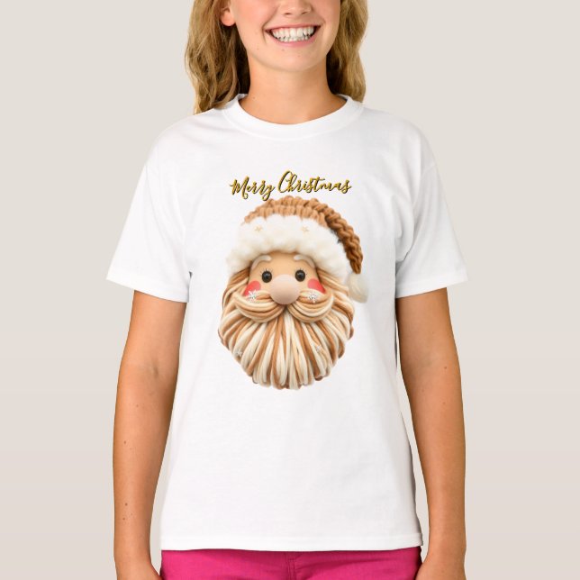 Faux Yarn Christmas Santa T-Shirt (Front)