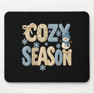 Faux Yarn Cozy Season Winter, Merry Bright Christm Mouse Pad