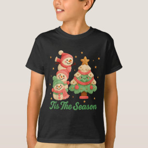 Faux Yarn Crochet Snowman And Christmas Tree  T-Shirt