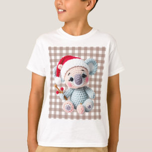 Faux Yarn Notch-Hook Koala Christmas Design T-Shirt