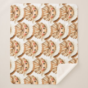 Faux yarn notch-hook Santa face Christmas Sherpa Blanket