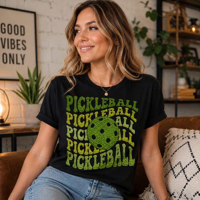 Faux Yarn Retro Pickleball Design Tri-Blend Shirt (Creator Uploaded)