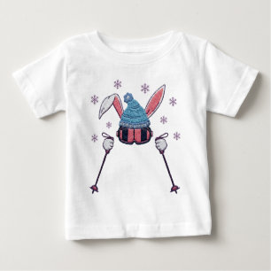 Faux yarn skiing rabbit winter humor baby T-Shirt