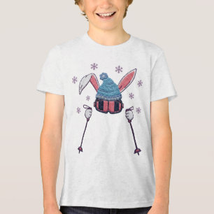 Faux yarn skiing rabbit winter humor Tri-Blend shirt