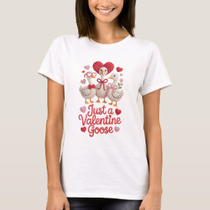 Faux Yarn Valentine Goose Adorable  T-Shirt
