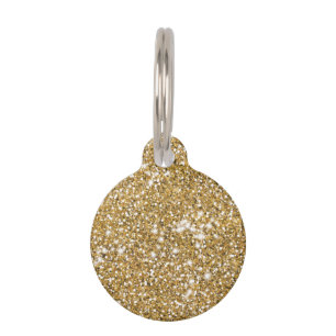 Faux Yellow Glitter Texture Look & Pet's Info Pet Tag