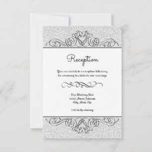 FauxGlitterFormal Floral Flourish-Reception Invite
