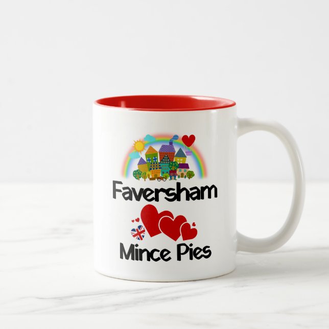 Faversham, Kent UK Loves Mince Pies Two-Tone Coffee Mug (Right)