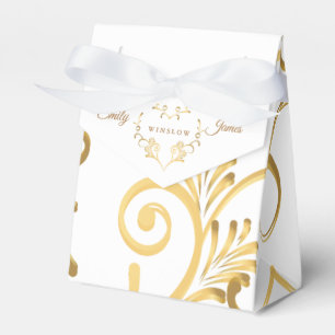 Favor Box-Fancy Gold Heart Favour Box