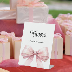 Favor sign pink bow white