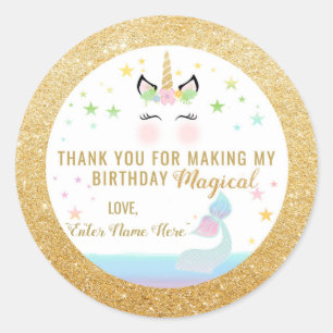 FAVOR STICKER mermaid tail & unicorn