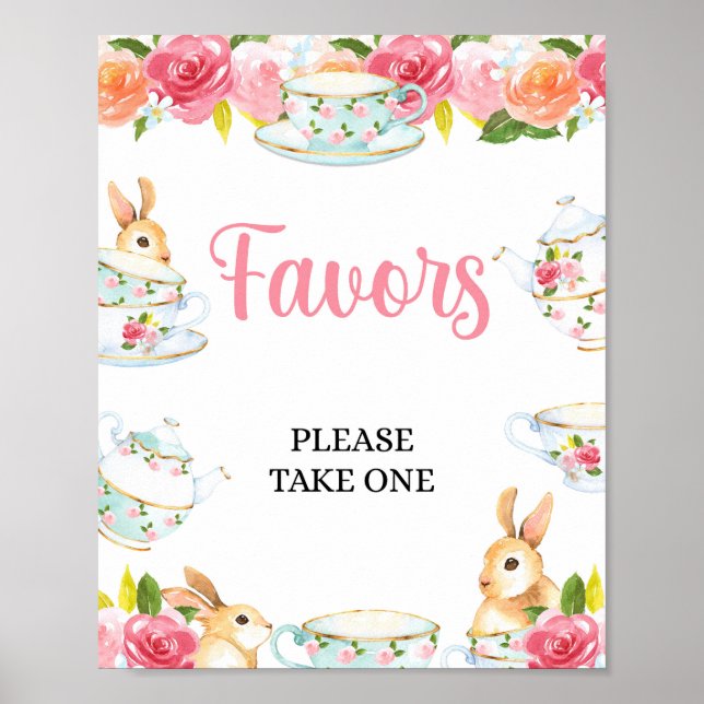 Favor Table Sign Tea Party Shower Sign (Front)