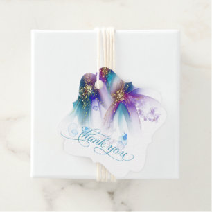 FAVOR TAG Elegant Teal Amethyst Abstract Floral