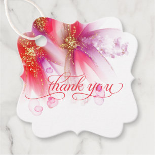FAVOR TAG Vivid Scarlet Lilac Abstract Floral