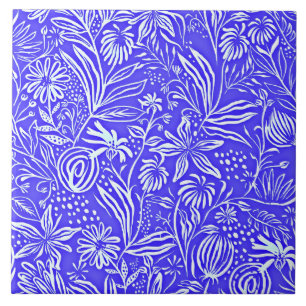 Favorite Floral Pattern, Periwinkle Blue, Tile