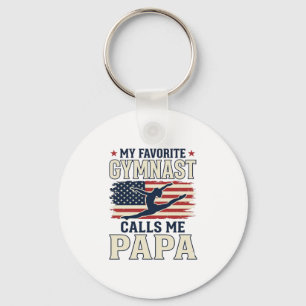 Favorite Gymnast Calls Me Papa Patriotic Vintage S Key Ring