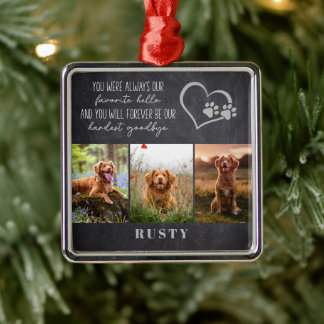 Favorite Hello Hardest Goodbye Pet Memorial  Metal Tree Decoration