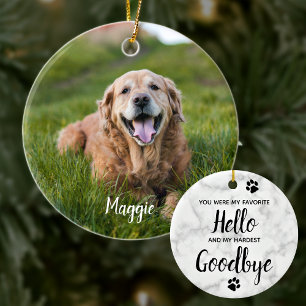 Favorite Hello Hardest Goodbye Pet Photo Memorial Ceramic Tree Decoration
