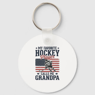 Favorite Hockey Player Calls Me Grandpa Vintage Sh Key Ring