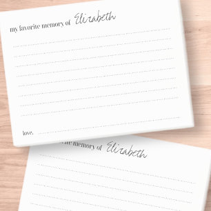 Favorite Memory Funeral Modern Attendance Card Post-it Notes