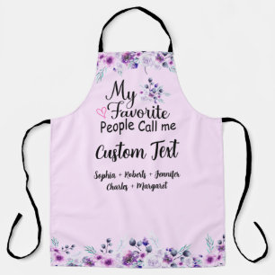 Favorite People Call Me Custom Name, Purple Flower Apron