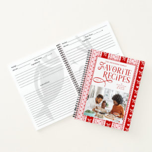  Favorite Recipes Family Bow Coquette Stripes Notebook