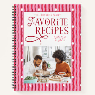  Favorite Recipes Family Bow Coquette Stripes Notebook
