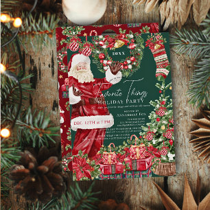 Favorite Things Santa Christmas Holiday Party Invitation