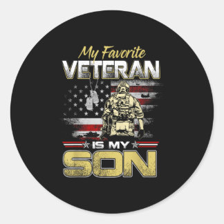 Favorite veteran is son veterans day patriotic men classic round sticker