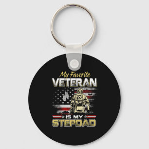 Favorite veteran is stepdad flag fathers veteransF Key Ring